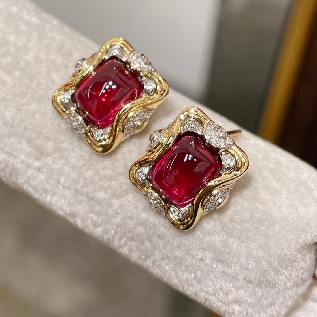 14k Gold 3.2 Ct Natural Tourmaline & Diamond Earrings - 2