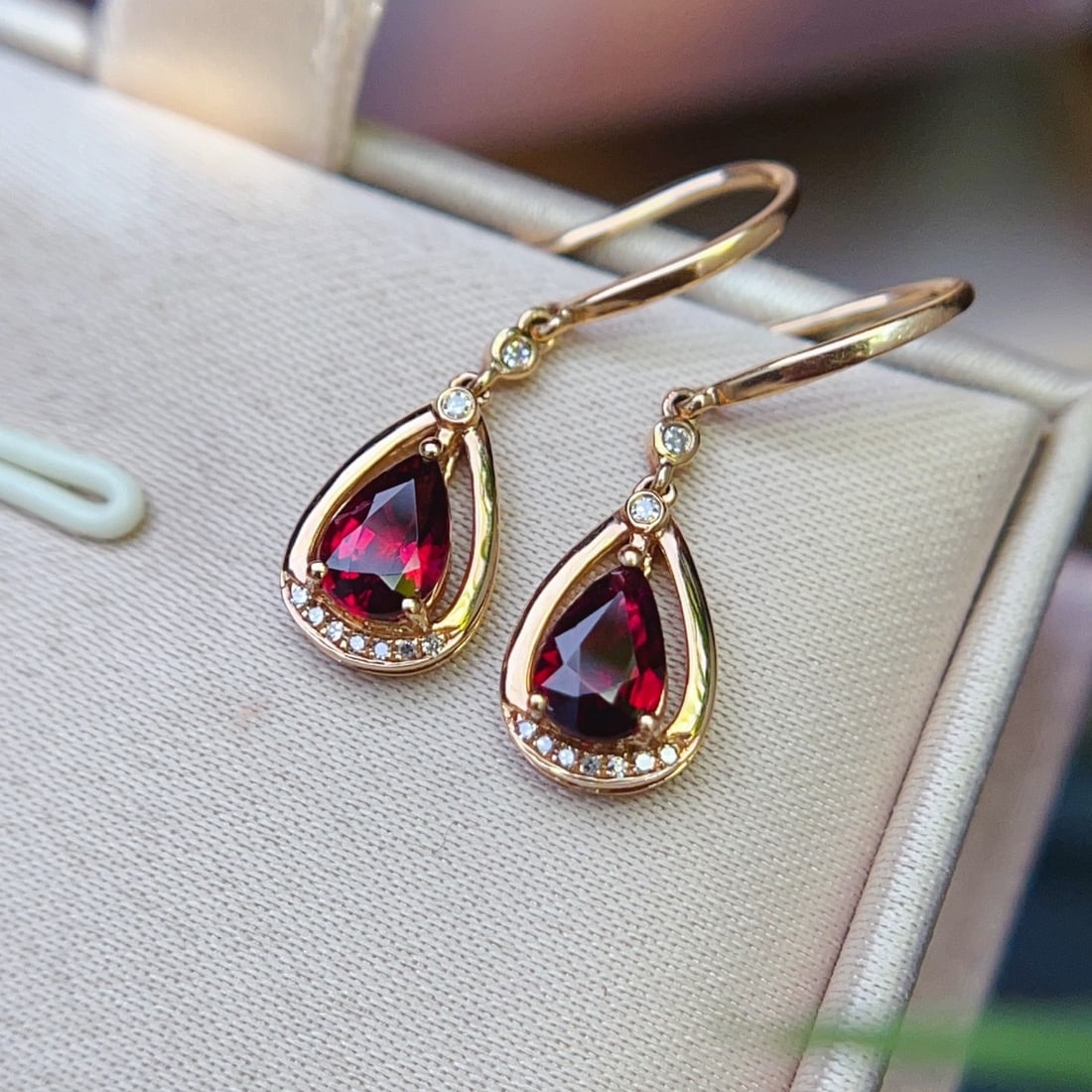 14k Gold 1.11 Ctw Natural Tourmaline & Diamond Earrings - 5