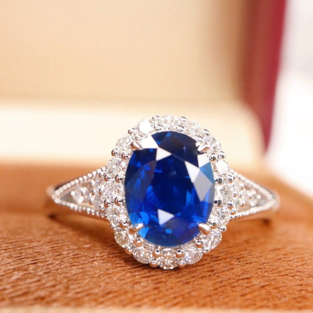 14k Gold 1.66 Ctw Natural Sapphire & Diamond Ring: Ref:231158129 // gold content:14k gold // ring size:7. 25us // // main gemstone:sapphire // shape:oval // carat weight:1. 36ct // color:blue // treatment:natural // // adjacent gemstone 2 : diamond //