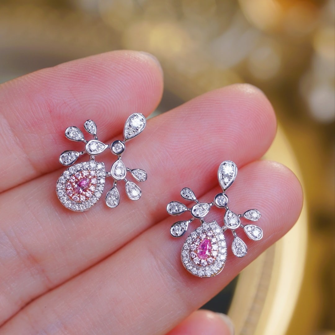 14k Gold 0.70 Ct Natural Color Diamond Earrings - 4