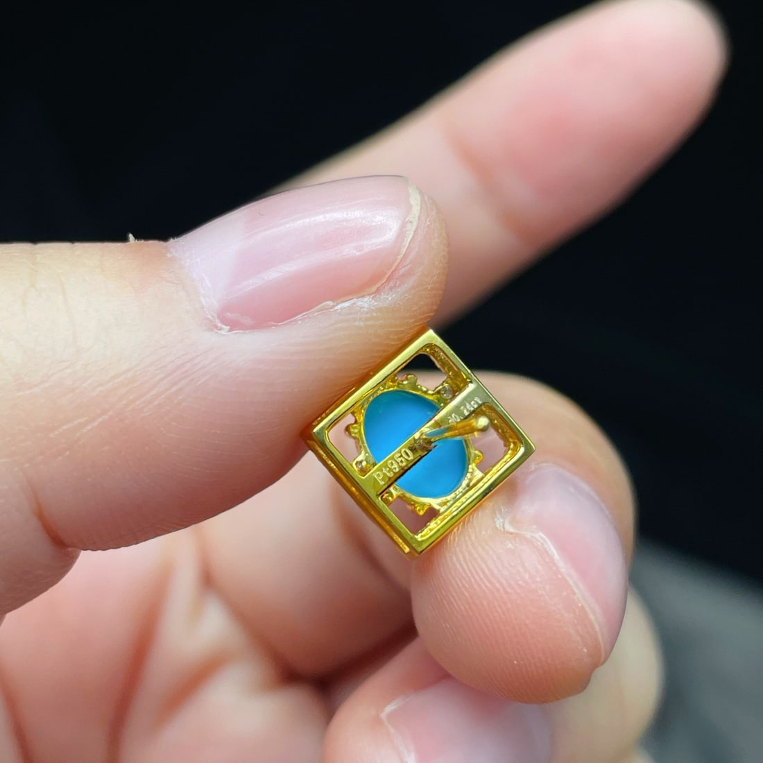 14k Gold 2.25 Ctw Natural Blue Turquoise & Diamond Earrings - 5