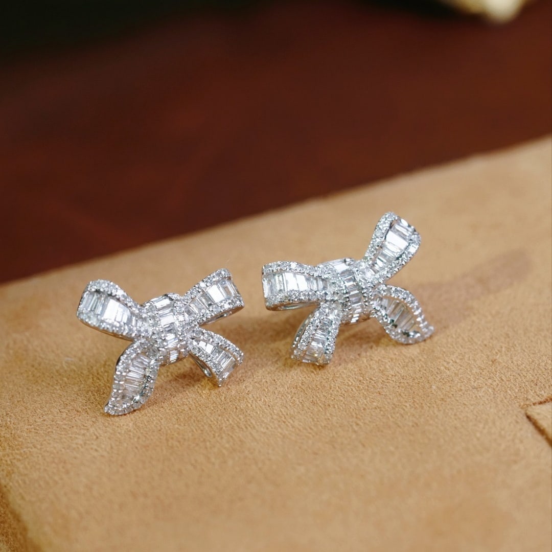 14k Gold 1.00 Ct Natural H Diamond Earrings - 4