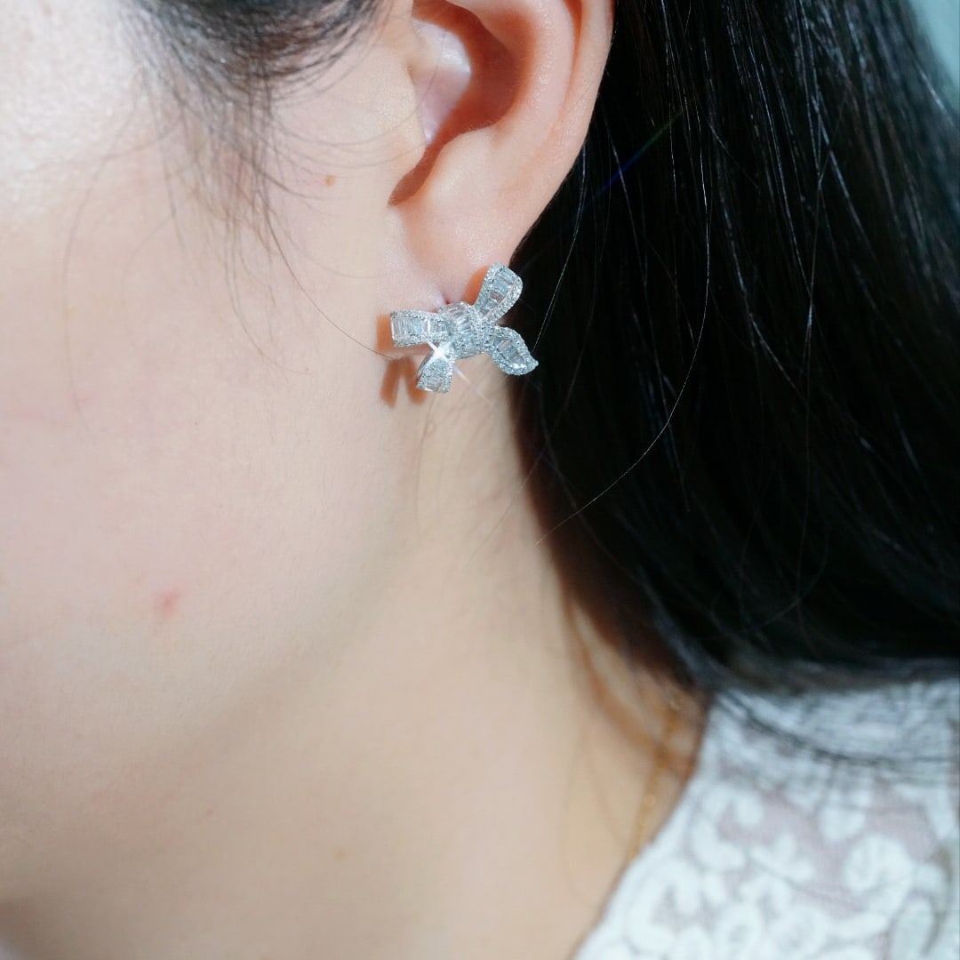 14k Gold 1.00 Ct Natural H Diamond Earrings - 7
