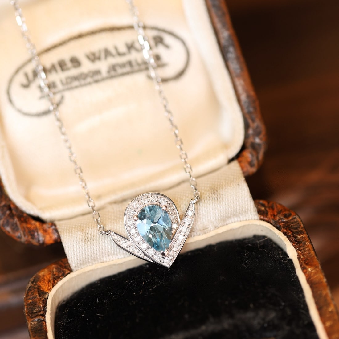 14k Gold 0.52 Ctw Natural Aquamarine & Diamond Necklace - 4