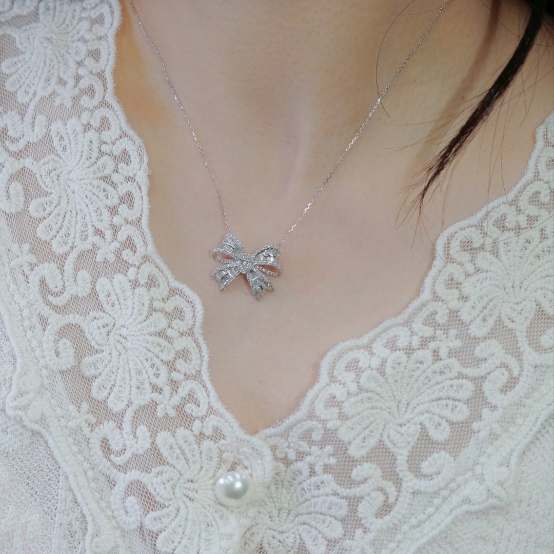 14k Gold 1.00 Ct Natural H Diamond Necklace - 5