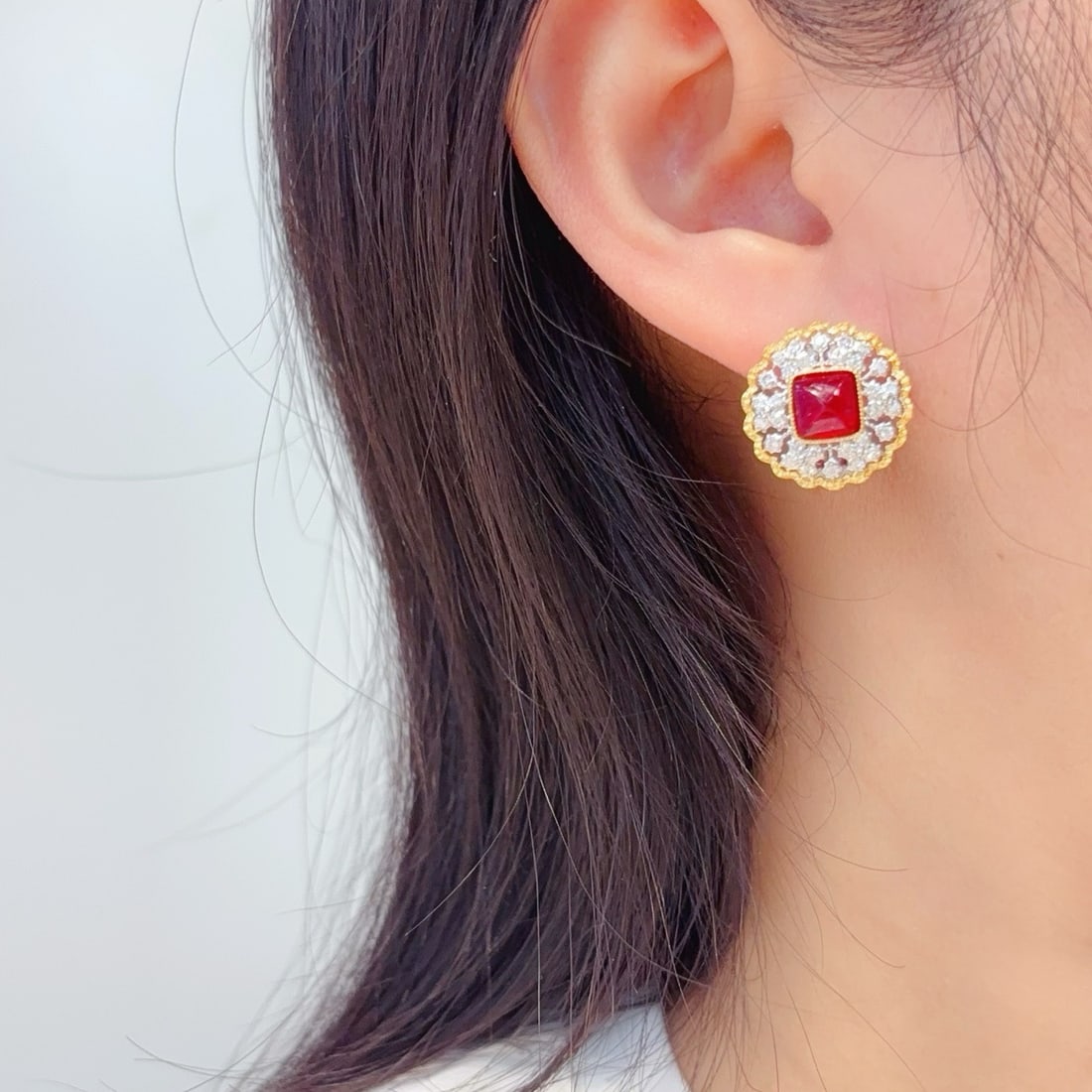 14k Gold 3.7 Ct Natural Spinel & Diamond Earrings - 7