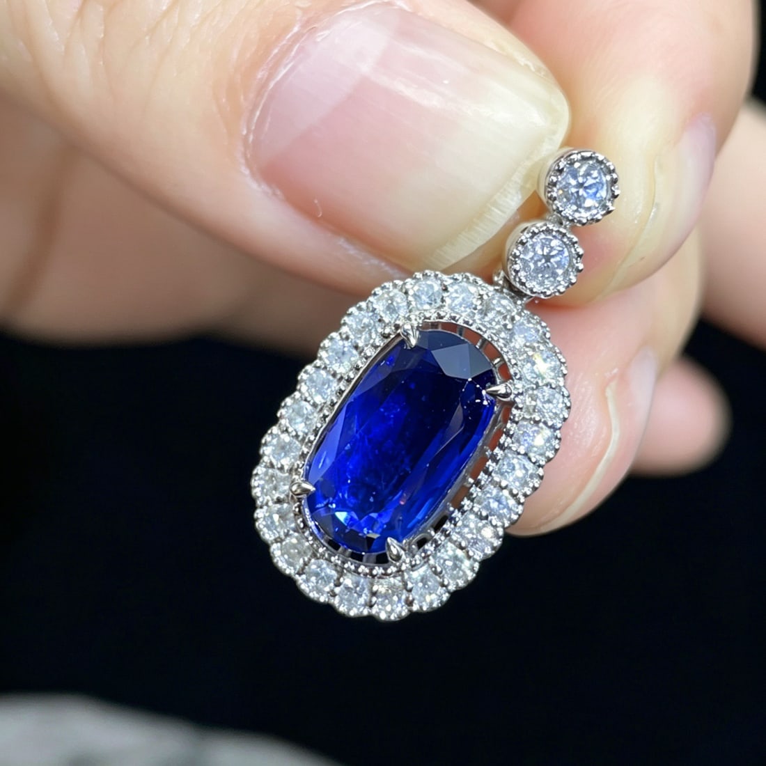 14k Gold 2.45 Ctw Natural Sapphire & Diamond Pendant( Without Chain ) - 3