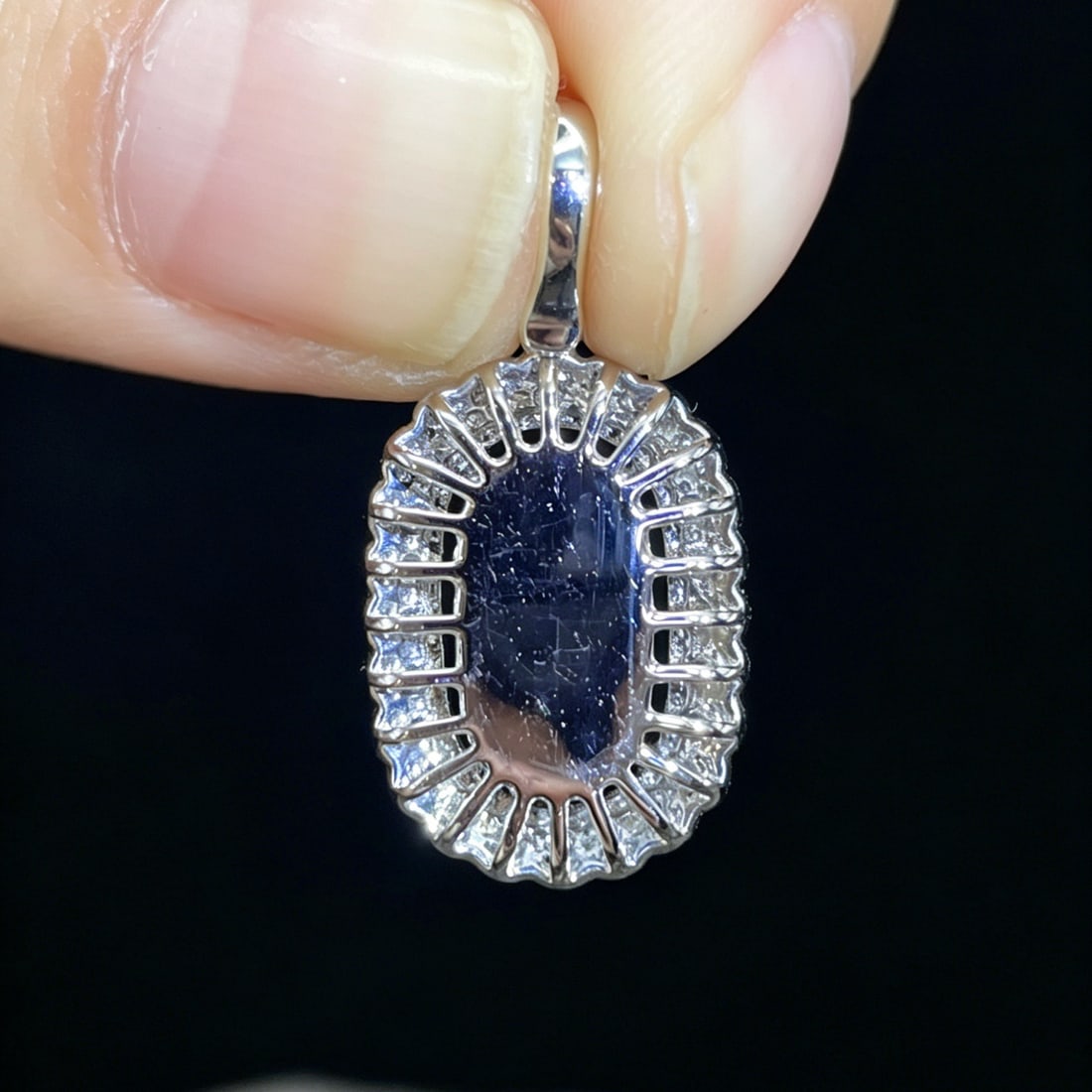 14k Gold 2.45 Ctw Natural Sapphire & Diamond Pendant( Without Chain ) - 5