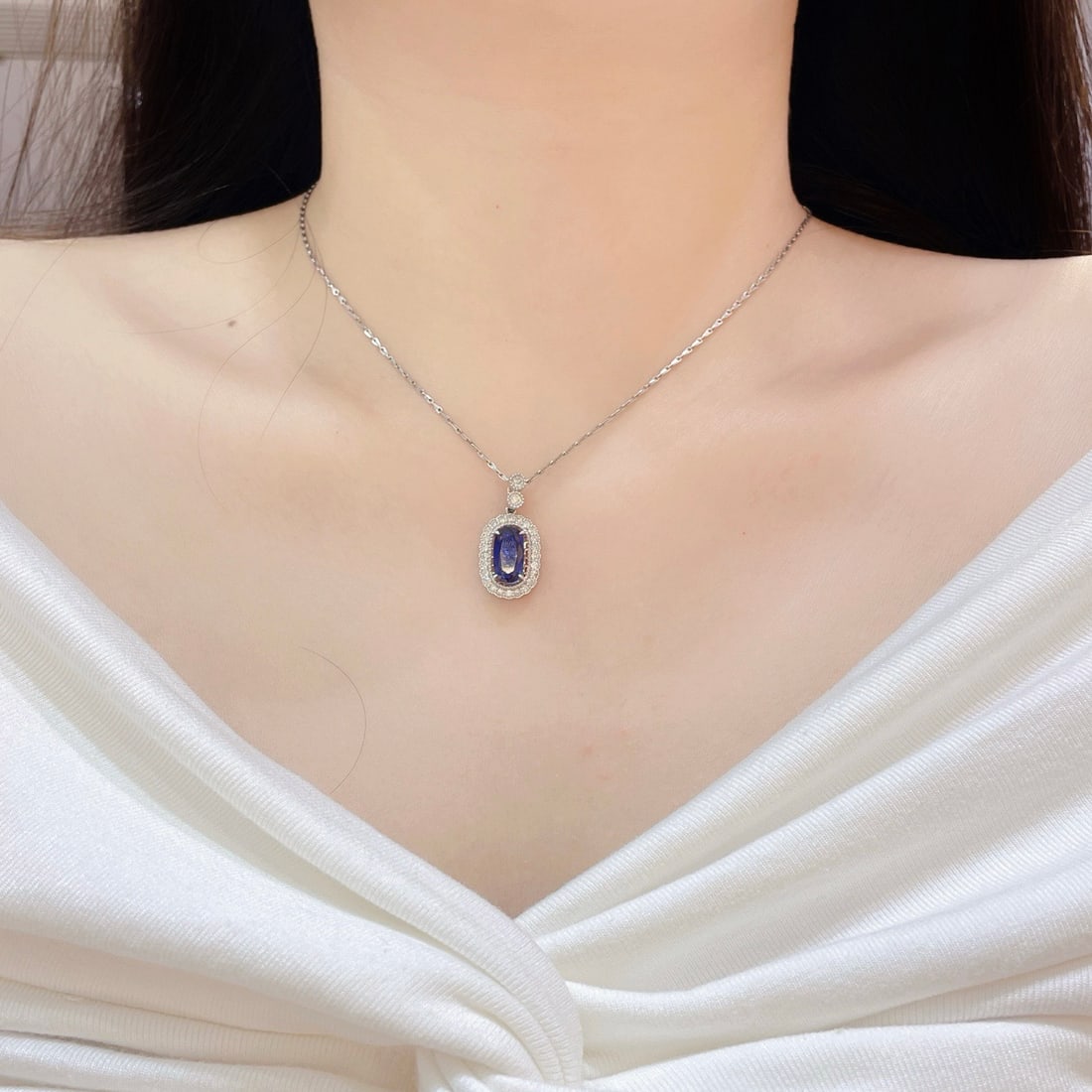 14k Gold 2.45 Ctw Natural Sapphire & Diamond Pendant( Without Chain ) - 7