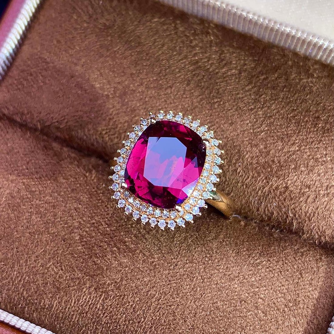14k Gold 4.14 Ctw Natural Tourmaline & Diamond Ring - 3
