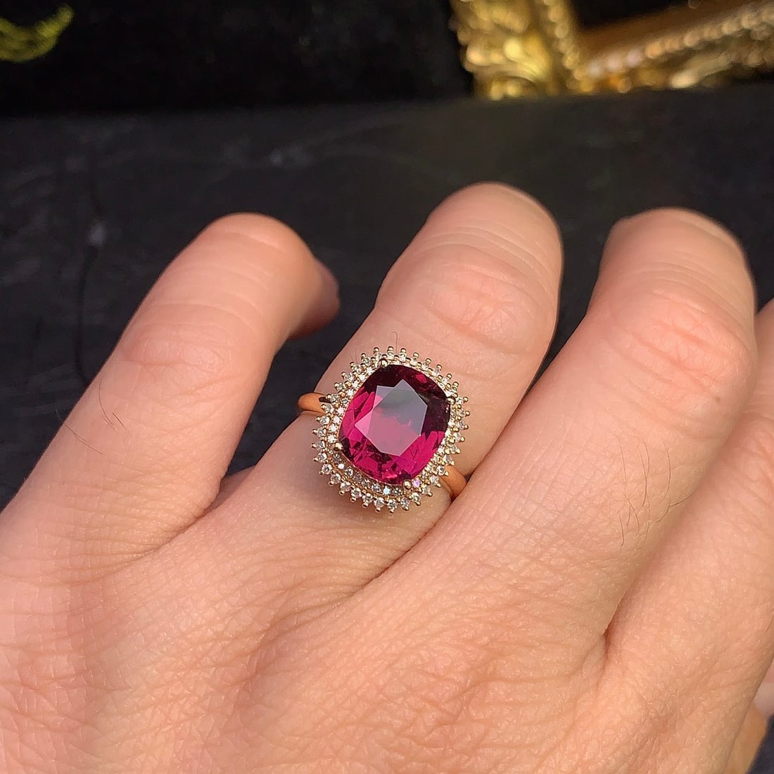 14k Gold 4.14 Ctw Natural Tourmaline & Diamond Ring - 4