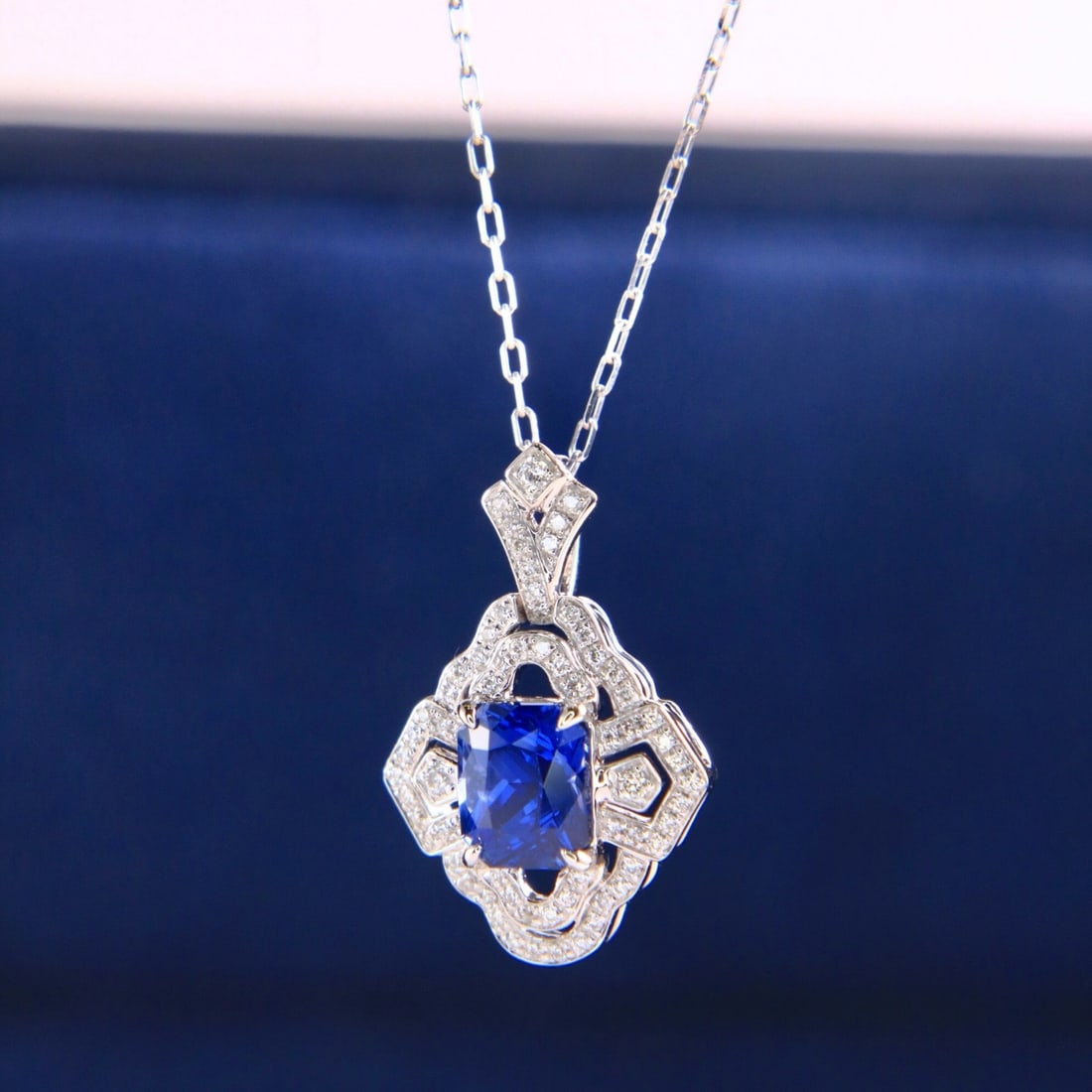 14k Gold 1.19 Ctw Natural Sapphire & Diamond Necklace - 4