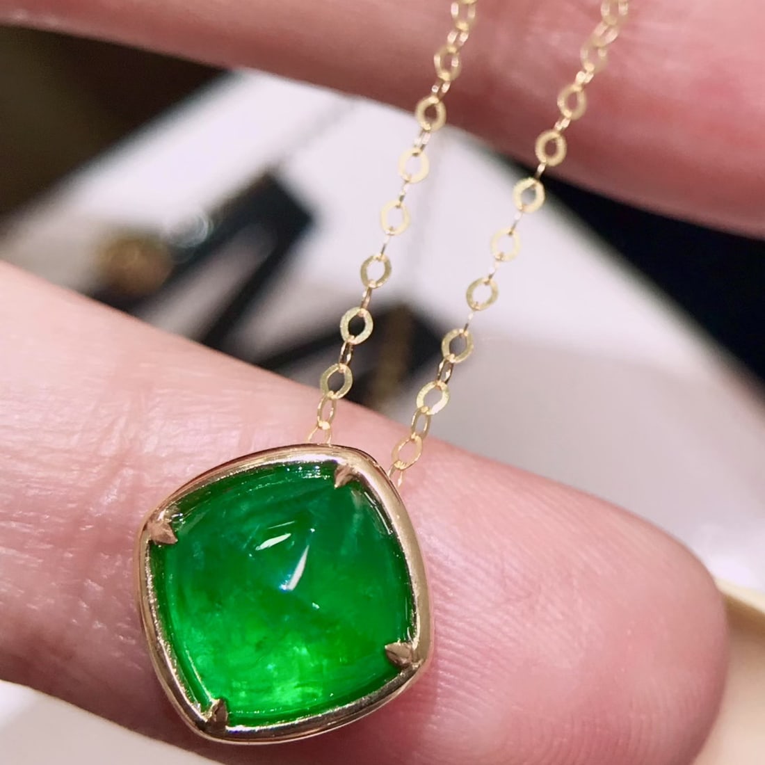 14k Gold 2 Ct Natural Emerald Pendant( Without Chain ) - 2