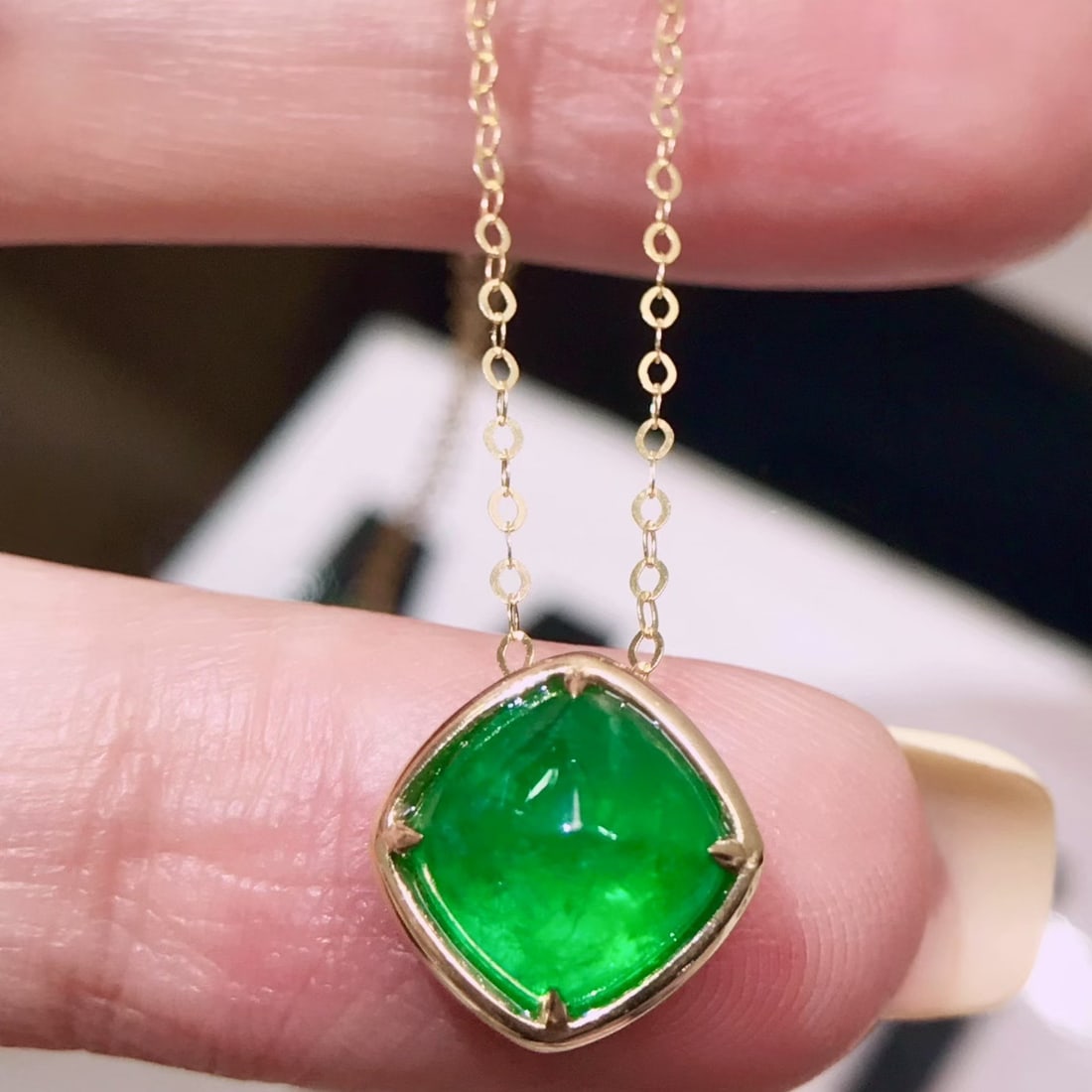 14k Gold 2 Ct Natural Emerald Pendant( Without Chain ) - 3