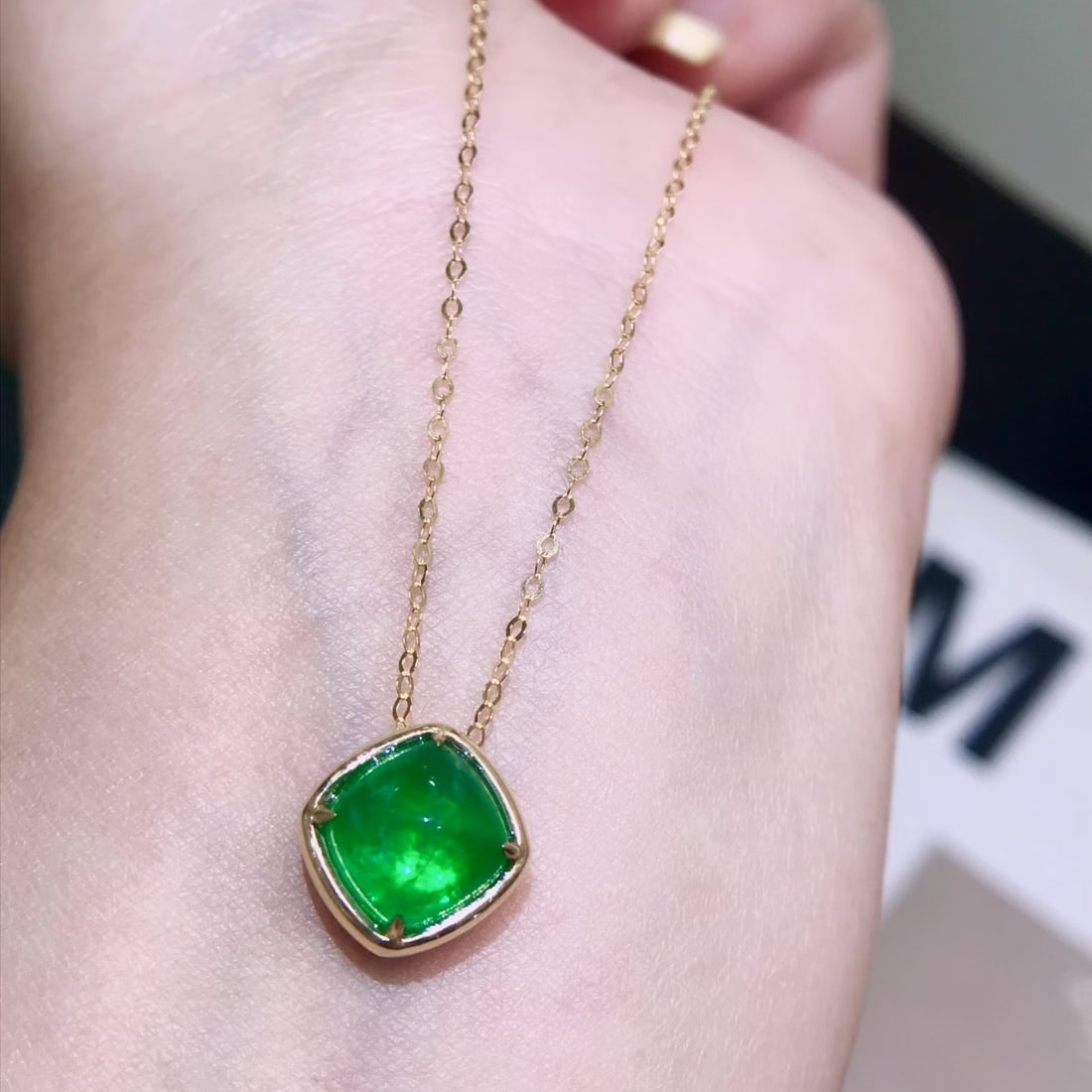 14k Gold 2 Ct Natural Emerald Pendant( Without Chain ) - 4