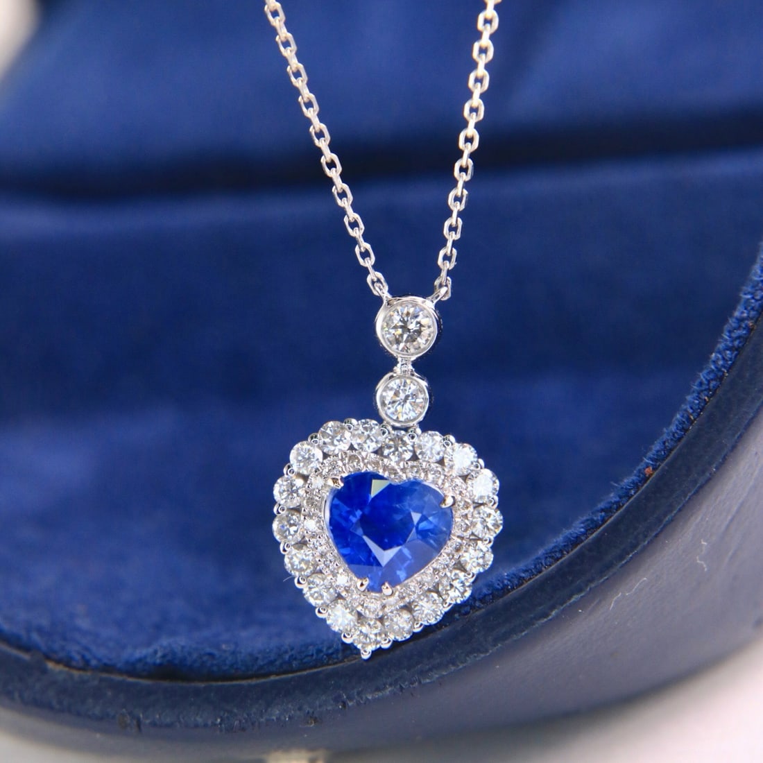 14k Gold 1.49 Ctw Natural Sapphire & Diamond Necklace - 2