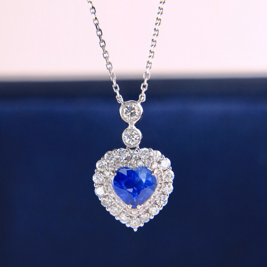 14k Gold 1.49 Ctw Natural Sapphire & Diamond Necklace - 3