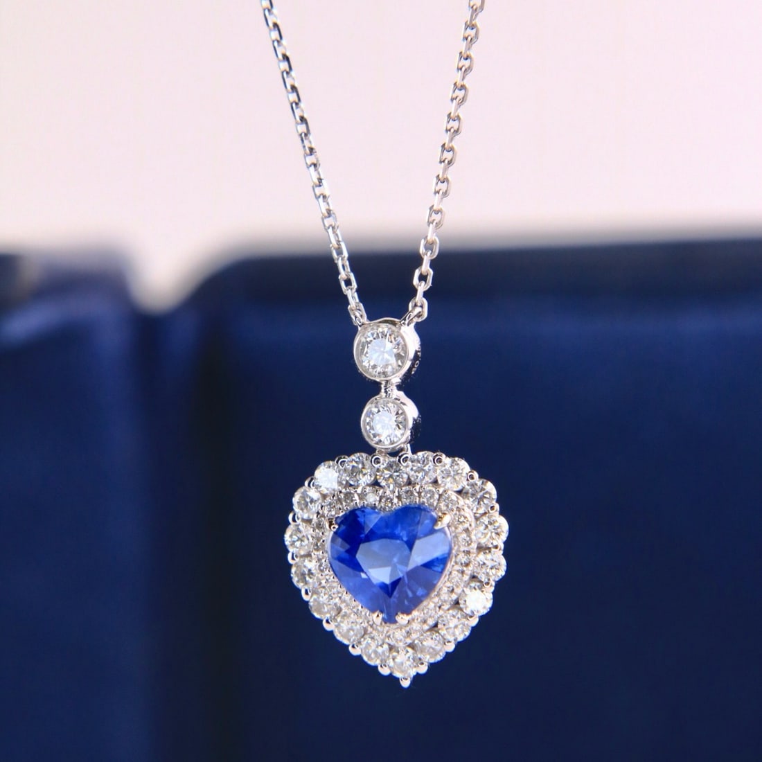 14k Gold 1.49 Ctw Natural Sapphire & Diamond Necklace - 4