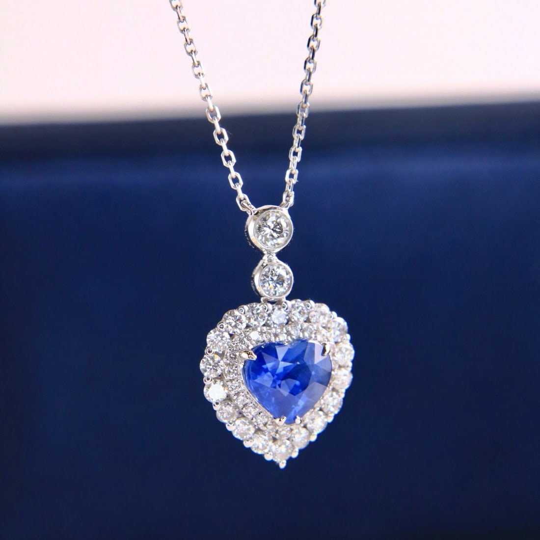 14k Gold 1.49 Ctw Natural Sapphire & Diamond Necklace - 5