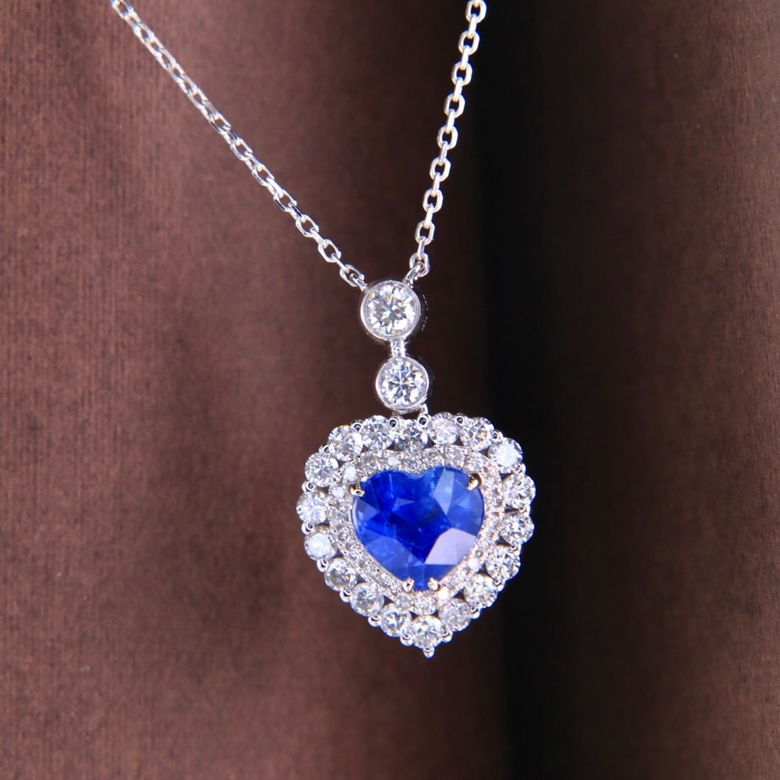 14k Gold 1.49 Ctw Natural Sapphire & Diamond Necklace - 7