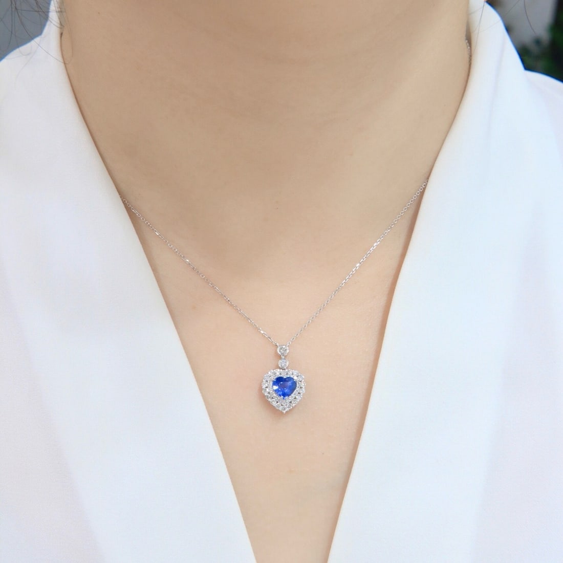 14k Gold 1.49 Ctw Natural Sapphire & Diamond Necklace - 8