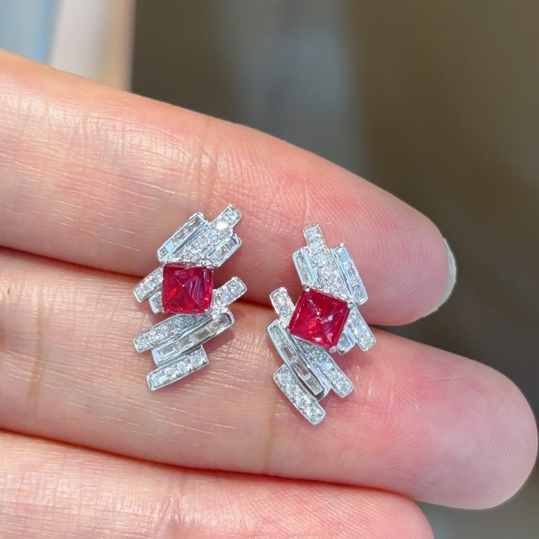 14k Gold 1.11 Ct Natural Spinel & Diamond Earrings - 3