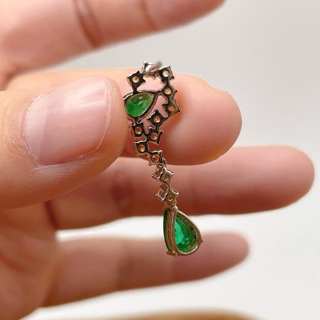 14k Gold 3.29 Ctw Natural Emerald & Sapphire Earrings - 6