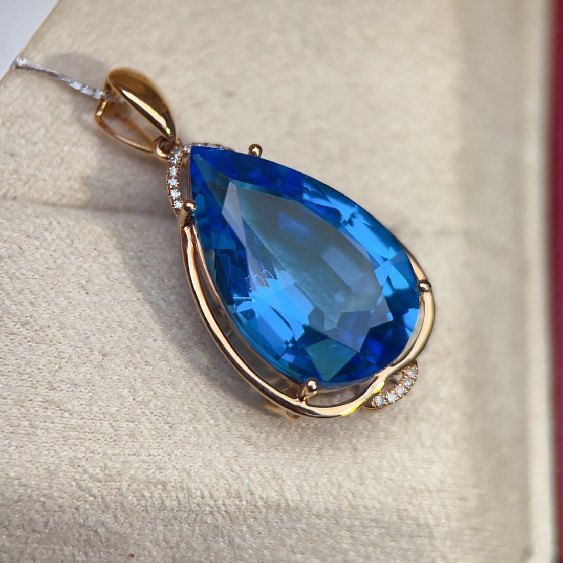 14k Gold 19.85 Ctw Natural Topaz & Diamond Pendant( Without Chain ) - 2