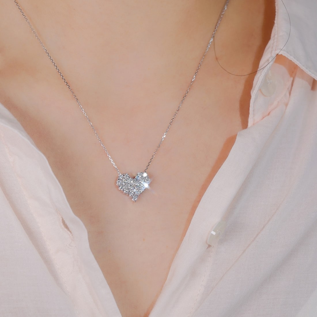 14k Gold 1.00 Ct Natural H Diamond Necklace - 4
