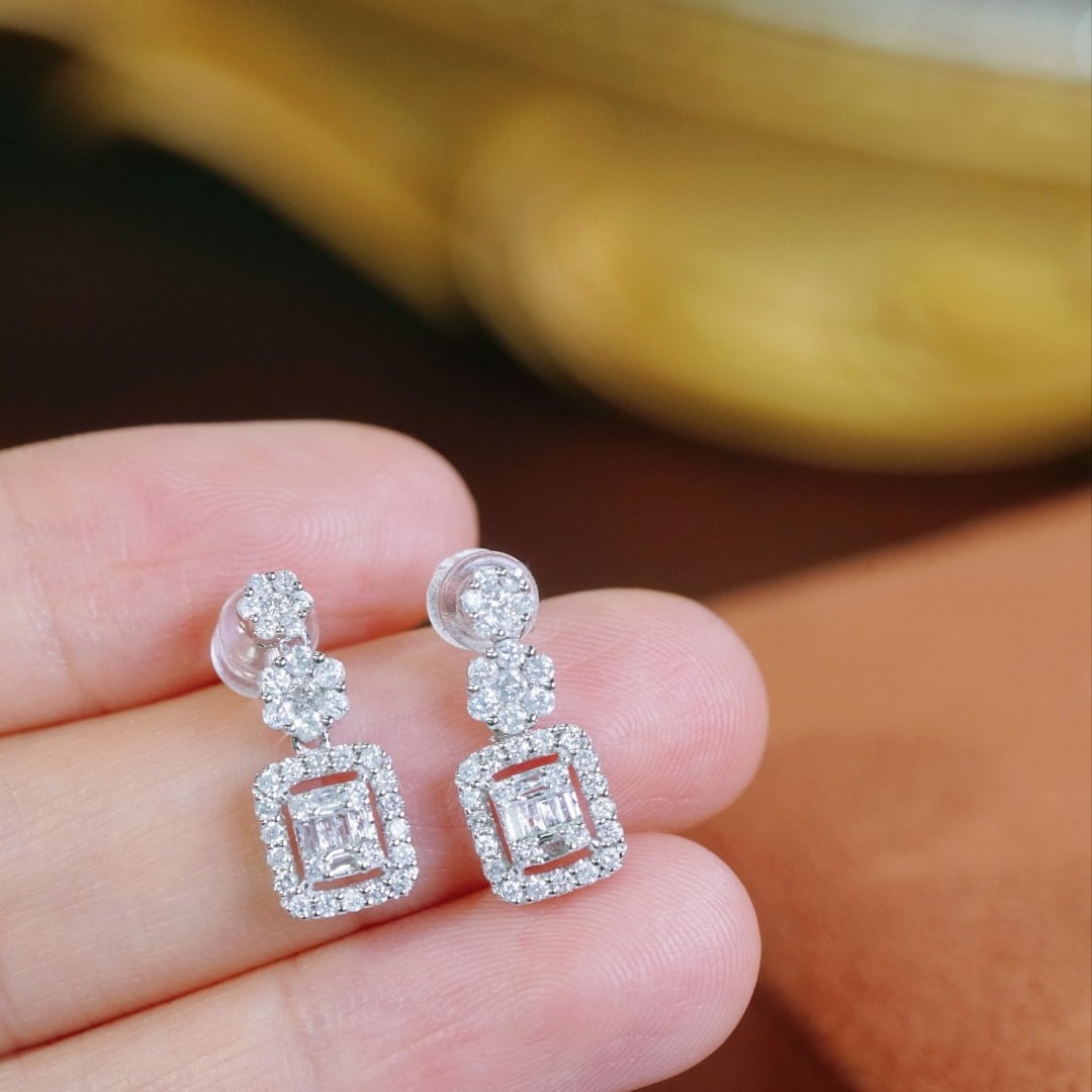 14k Gold 1.00 Ct Natural H Diamond Earrings - 3