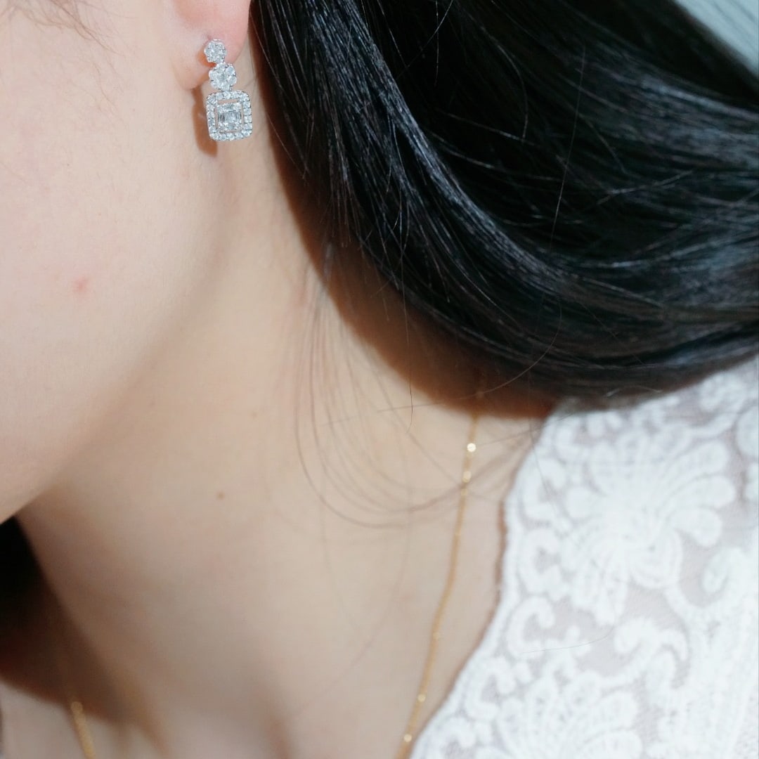 14k Gold 1.00 Ct Natural H Diamond Earrings - 5