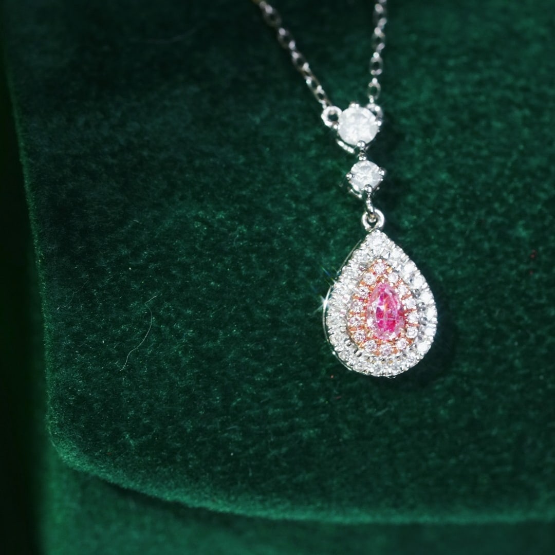 14k Gold 0.35 Ctw Natural Pink Diamond & Diamond Necklace - 7