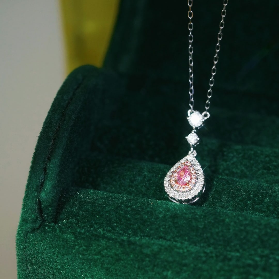 14k Gold 0.35 Ctw Natural Pink Diamond & Diamond Necklace - 8
