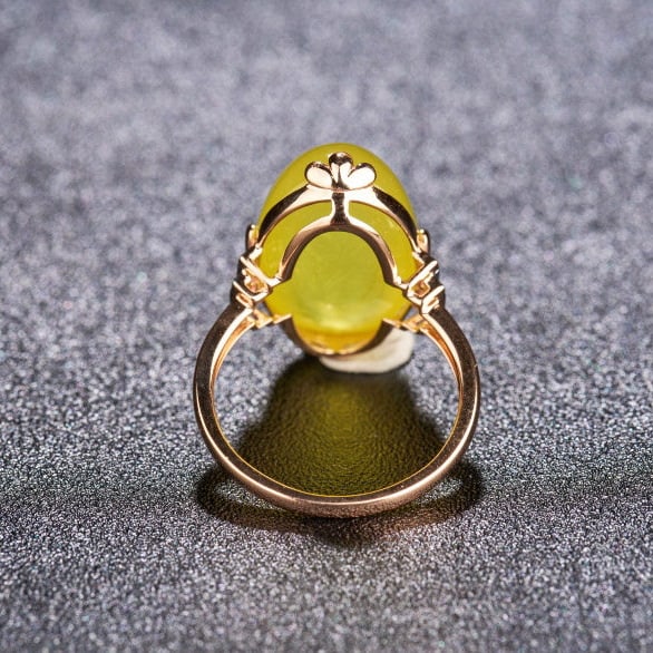 14k Gold 15.1 Ct Natural Prehnite & Diamond & Ruby Ring - 5