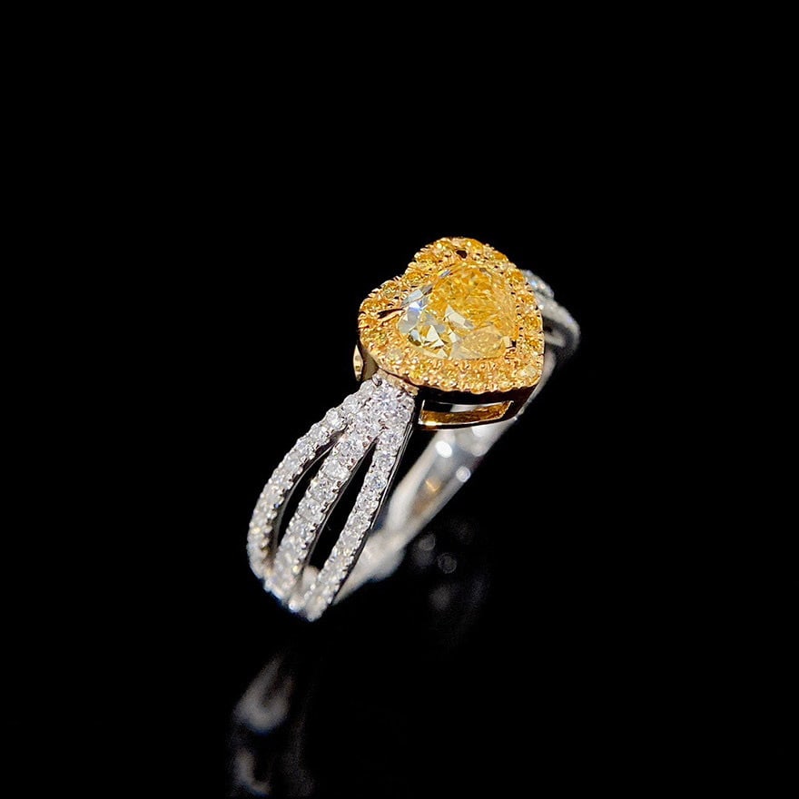 14k Gold 1.12 Ctw Natural Yellow Diamond & Diamond Ring - 3