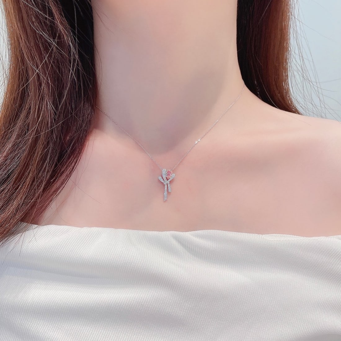14k Gold 0.33 Ctw Natural Pink Diamond & Diamond Necklace - 2