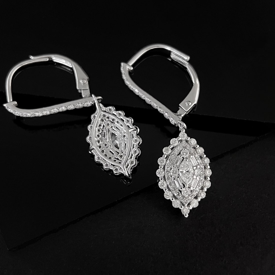 14k Gold 1.28 Ct Natural H Diamond Earrings - 4
