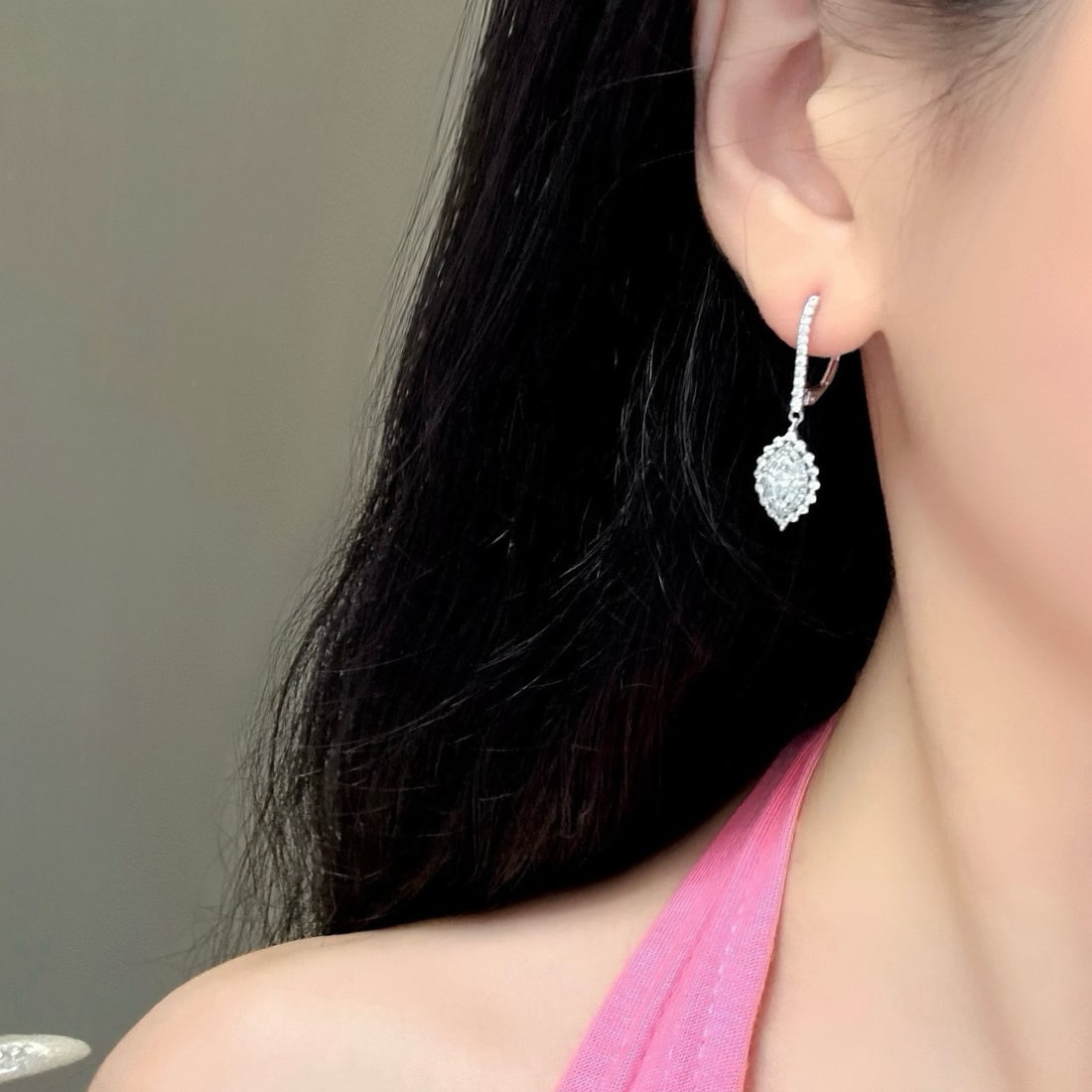 14k Gold 1.28 Ct Natural H Diamond Earrings - 5