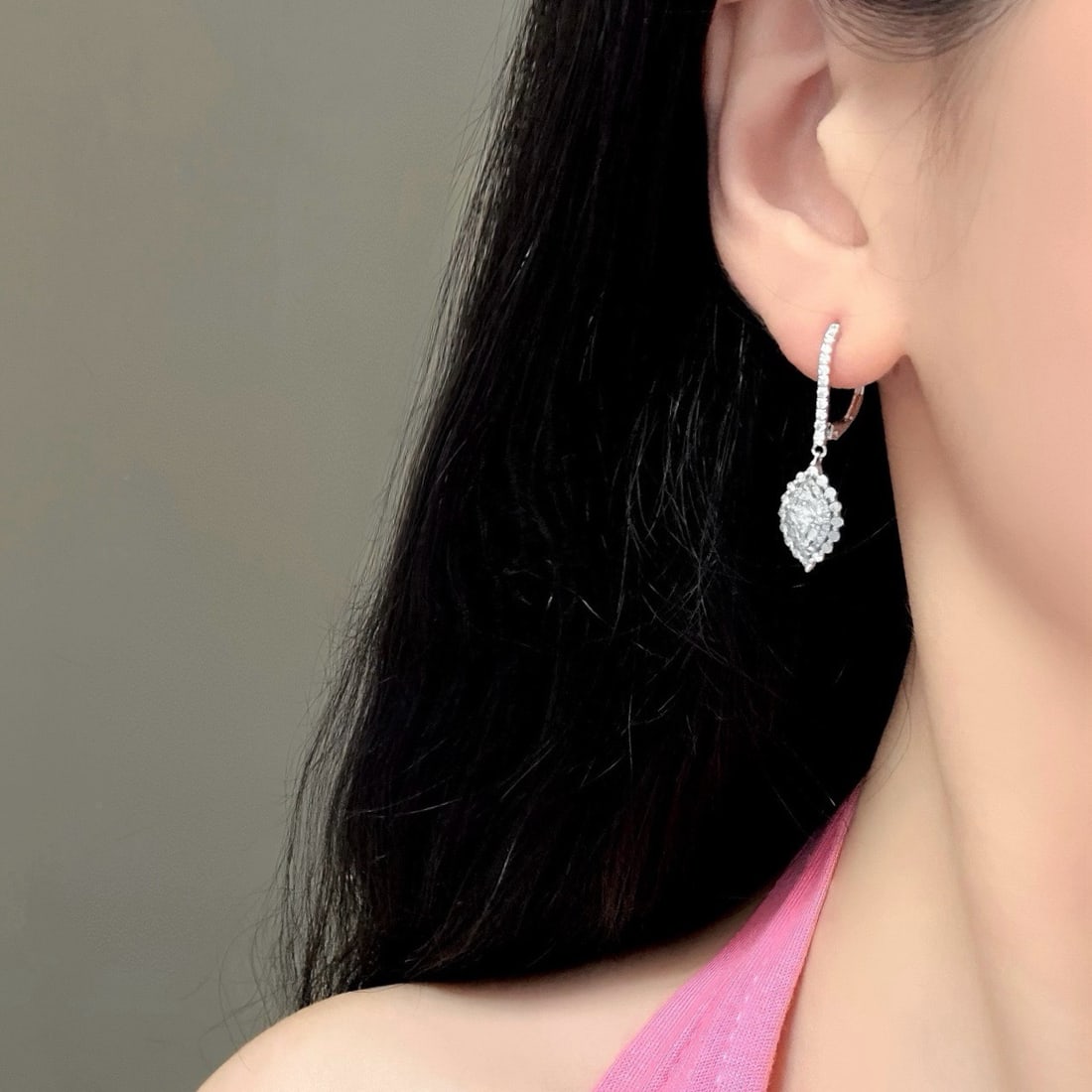 14k Gold 1.28 Ct Natural H Diamond Earrings - 6