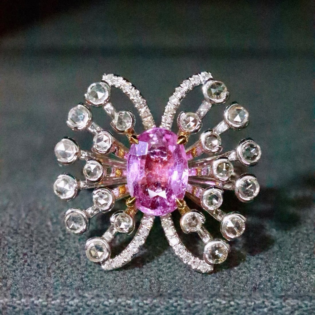 14k Gold 2.14 Ctw Natural Sapphire & Diamond Ring: Ref:231158312 // gold content:14k gold // ring size:7. 25us // // main gemstone:sapphire // shape:oval // carat weight:1. 42ct // color:pink // treatment:natural // // adjacent gemstone 2 : diamond //