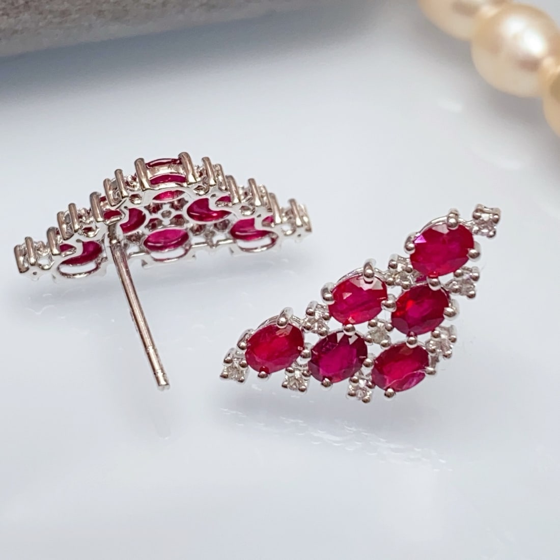 14k Gold 2.80 Ct Natural Ruby & Sapphire Earrings - 2