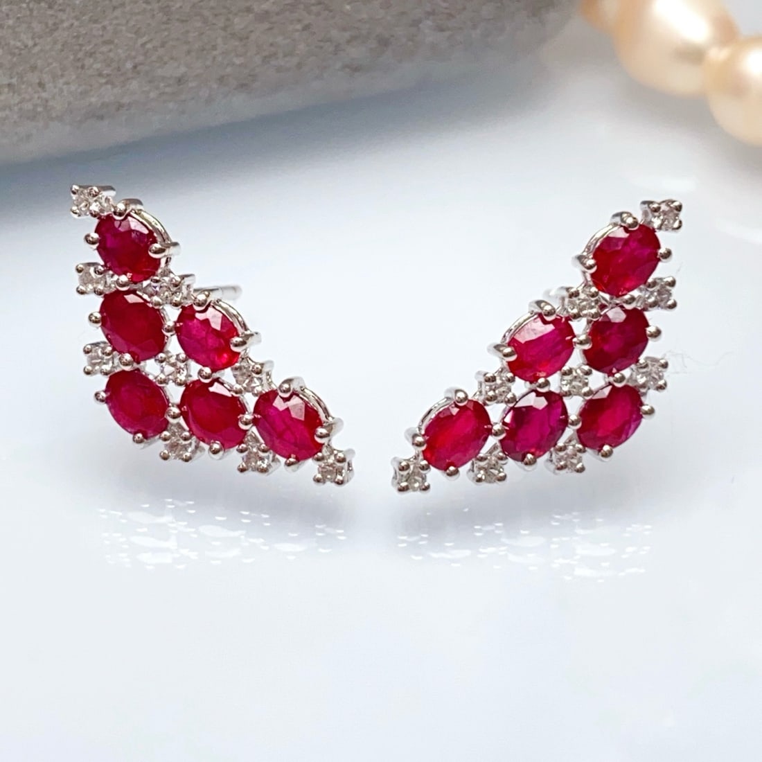 14k Gold 2.80 Ct Natural Ruby & Sapphire Earrings - 3