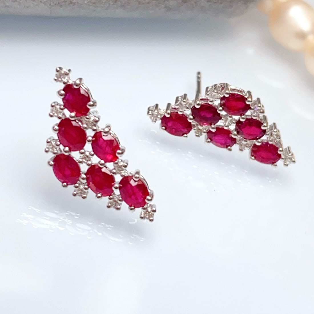 14k Gold 2.80 Ct Natural Ruby & Sapphire Earrings - 4