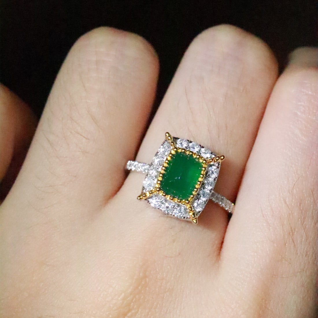 14k Gold 1.14 Ctw Natural Emerald & Diamond Ring - 3
