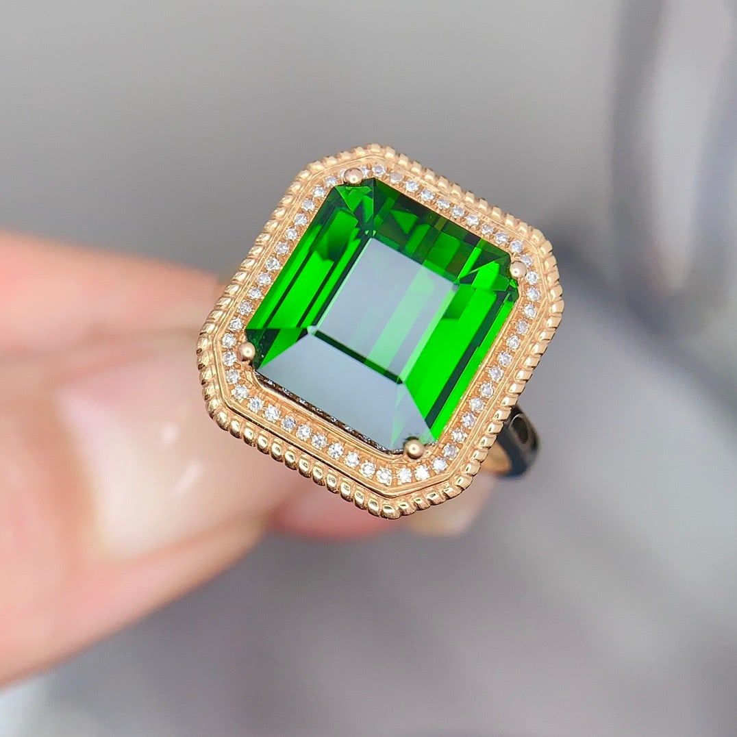 14k Gold 7.5 Ct Natural Tourmaline & Diamond Ring - 2
