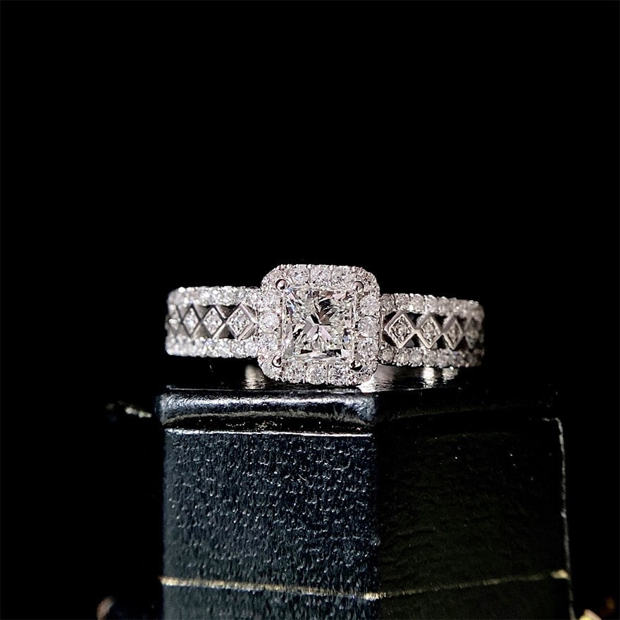 Gia Certified 14k Gold 0.50 Ct Natural H Vs1 Princess Diamond Ring - 2