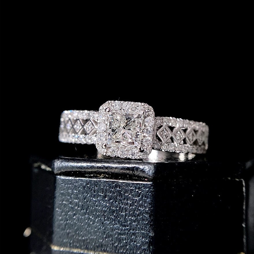 Gia Certified 14k Gold 0.50 Ct Natural H Vs1 Princess Diamond Ring - 3