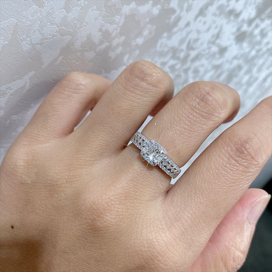 Gia Certified 14k Gold 0.50 Ct Natural H Vs1 Princess Diamond Ring - 5