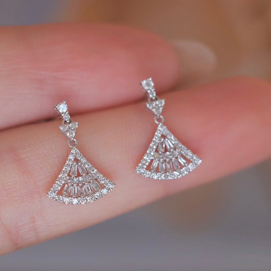 14k Gold 0.43 Ct Natural H Diamond Earrings - 2