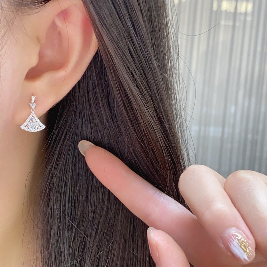 14k Gold 0.43 Ct Natural H Diamond Earrings - 4